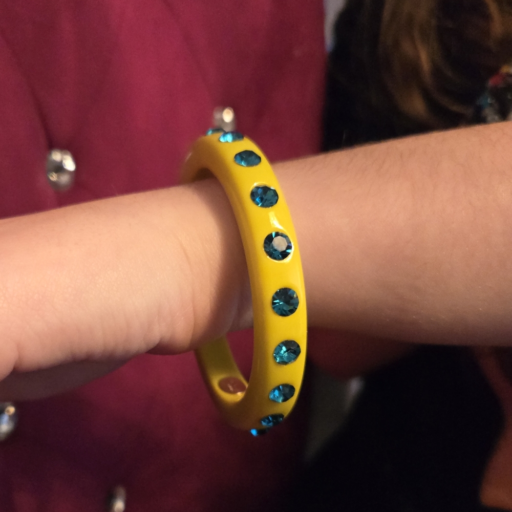 Juicy Couture Yellow Bangle Bracelet with Blue Rhinestones - Picture 6 of 6
